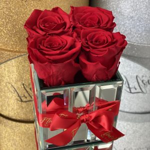 Preserved Red Roses In Mirror Vase (4)