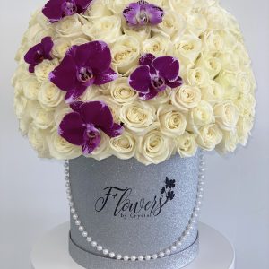 Fresh White Roses with Orchids (200 Roses)