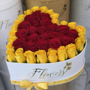 Yellow & Red Fresh Rose Heart