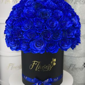 50 Fresh Blue Rose Hatbox