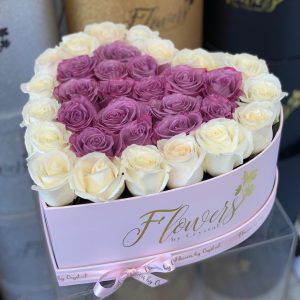 Fresh White and Purple Rose Heart