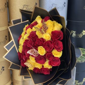 50 Yellow & Red Rose Bouquet