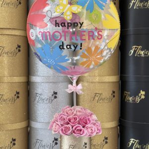 Rose Box with Clear Happy Mother's Day Balloon