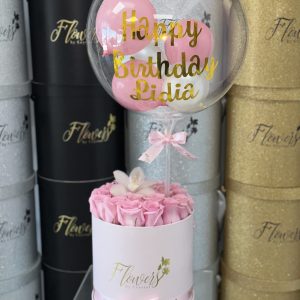 Fresh Roses with orchids & personalized balloon