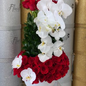 Bella Vita - 100 Rose arrangement with orchids