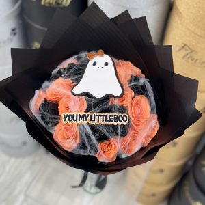 Little Boo Orange and Black Rose Bouquet