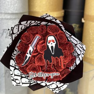 25 Glitter Roses - Ghost Face bouquet